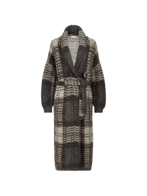Brunello Cucinelli dazzling tartan double knit coat in mohair, virgin wool and cashmere