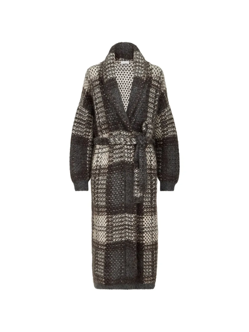 Brunello Cucinelli dazzling tartan double knit coat in mohair, virgin wool and cashmere - women - Mohair/Nylon/Virgin Wool/Polyester/Cashmere/Sil...