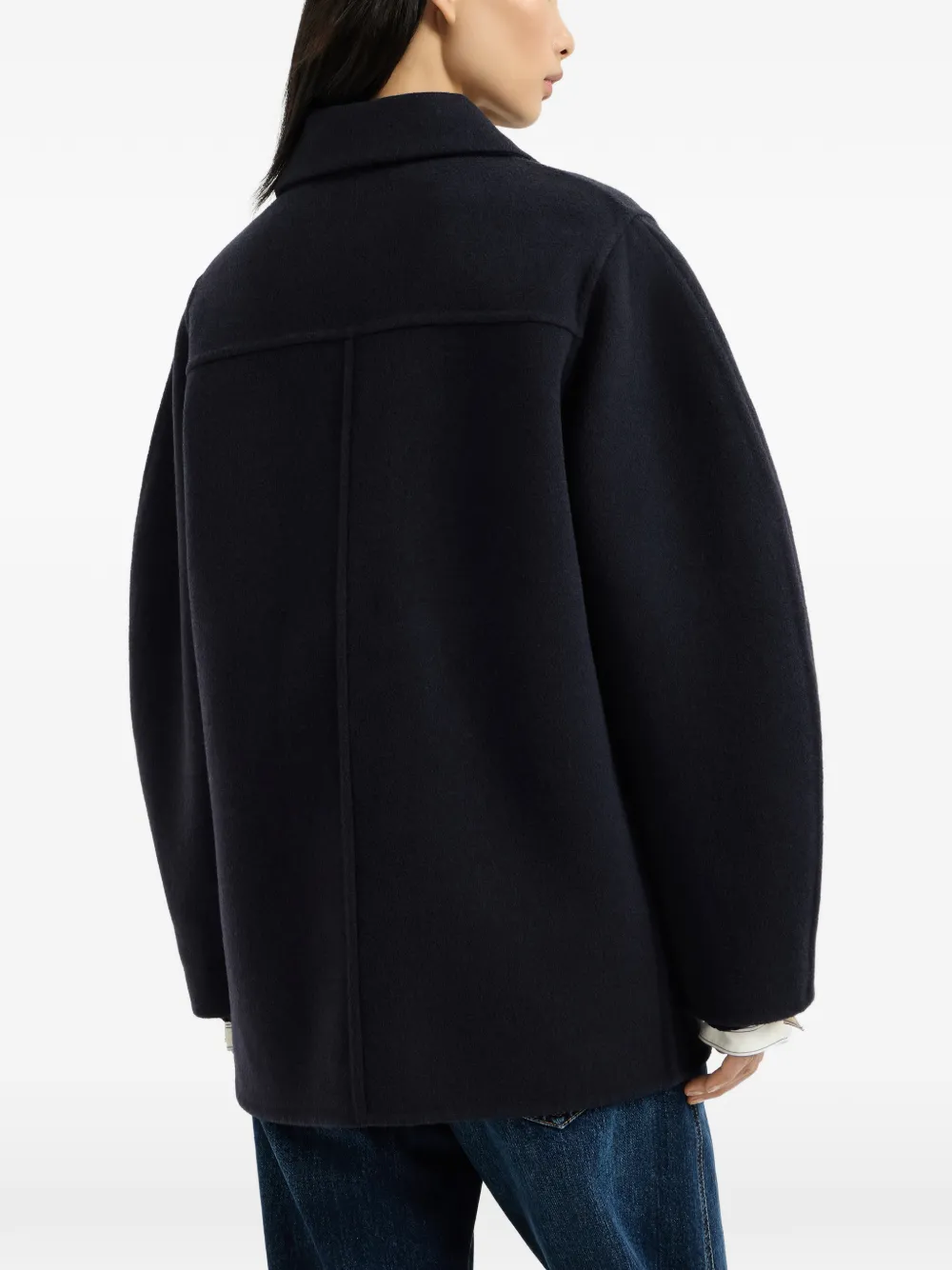 Brunello Cucinelli Handgemaakte jas van scheerwol en kasjmier met monili Blauw