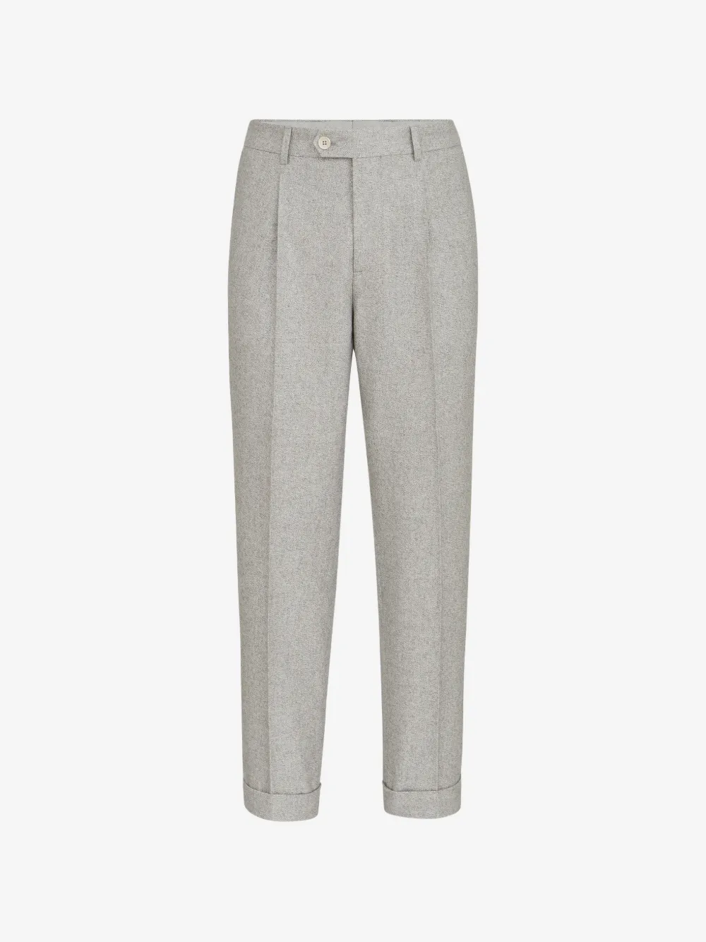 Brunello Cucinelli 실크 앤 캐시미어 캐벌리 플리츠 트위드 팬츠 | 그레이 | Image 1
