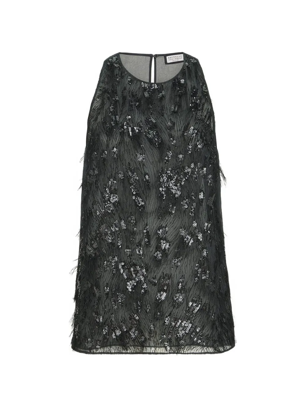 Brunello Cucinelli crispy silk top with dazzling lynx embroidery - Nero