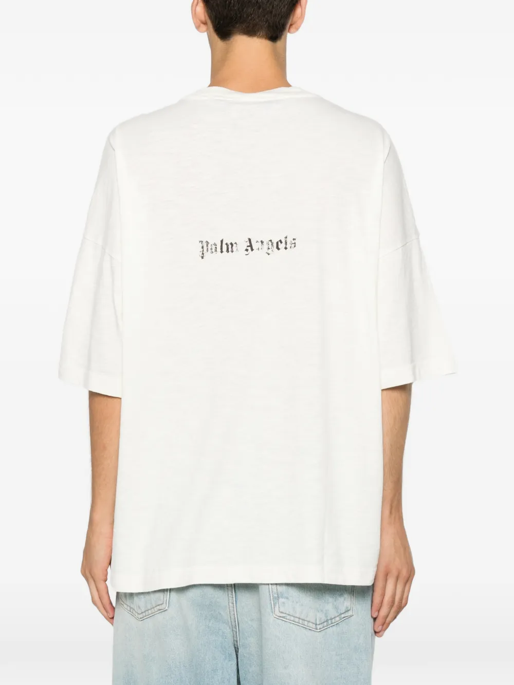 Palm Angels T-shirt verfraaid met stras en grafische print Beige