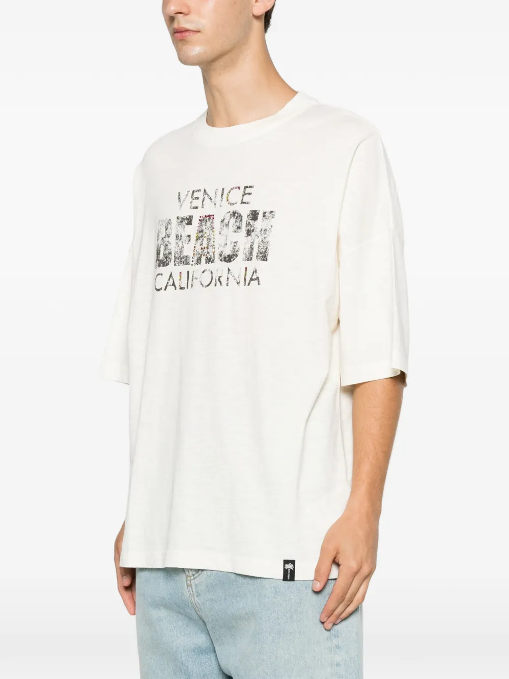 Palm Angels T-shirt verfraaid met stras en grafische print Beige