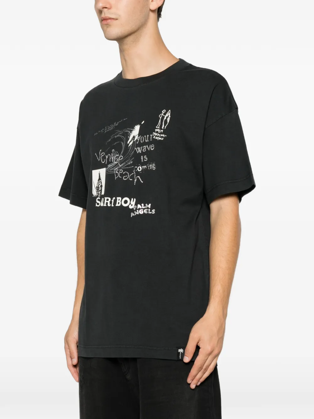 Palm Angels T-shirt met grafische print Zwart