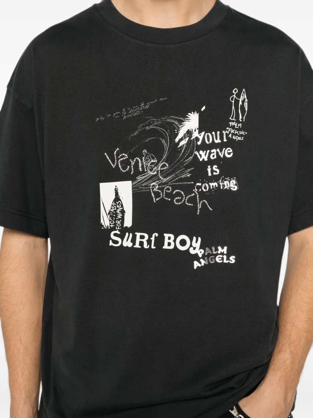 Palm Angels T-shirt met grafische print Zwart