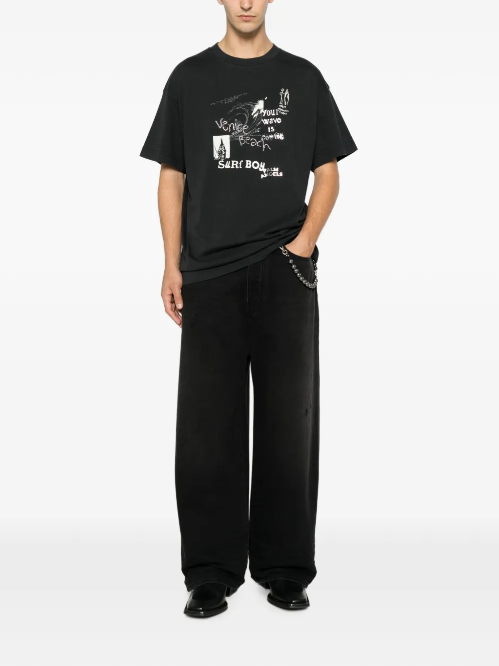 Palm Angels T-shirt met grafische print Zwart