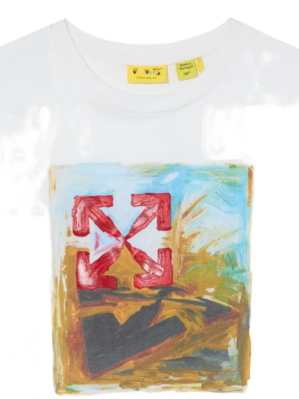 Off-White Kids Arrow Painting cotton T-shirt Wit