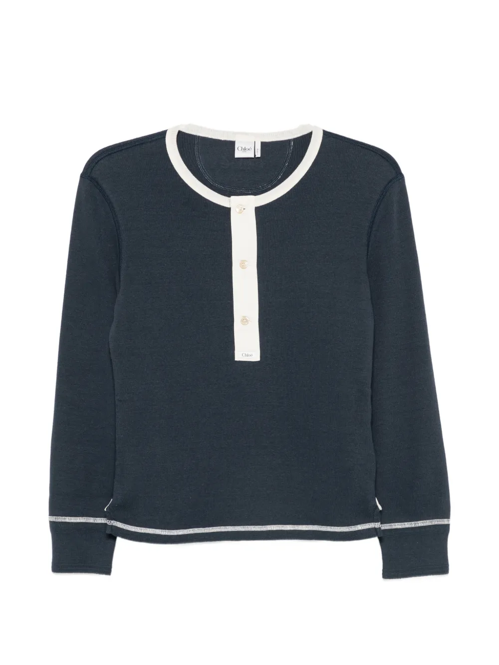 Chloé button-placket long-sleeve top - Blu