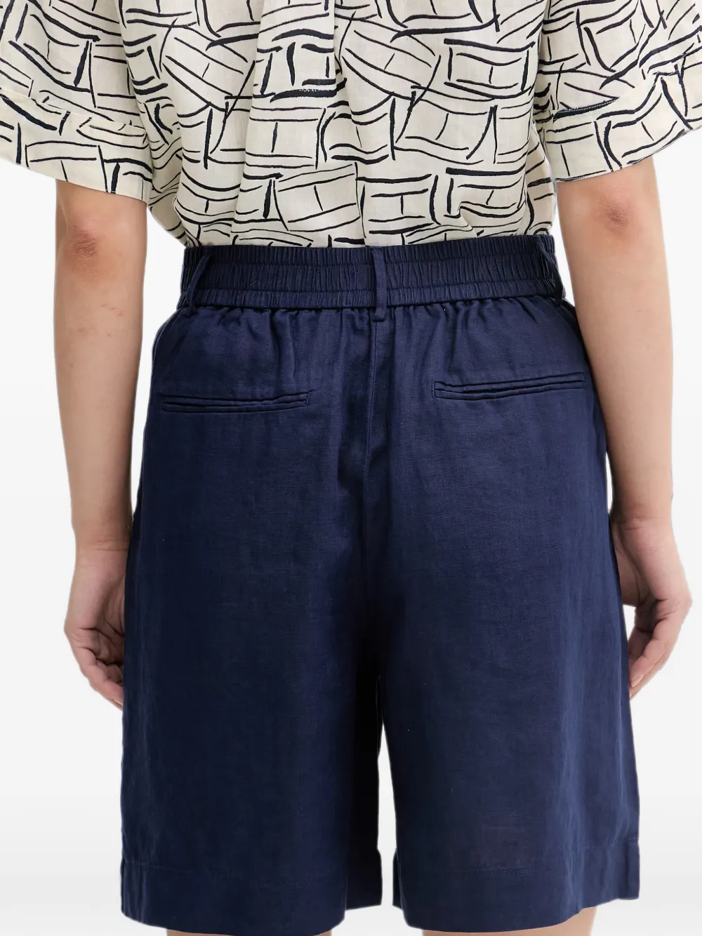 Benetton Geplooide linnen shorts Blauw