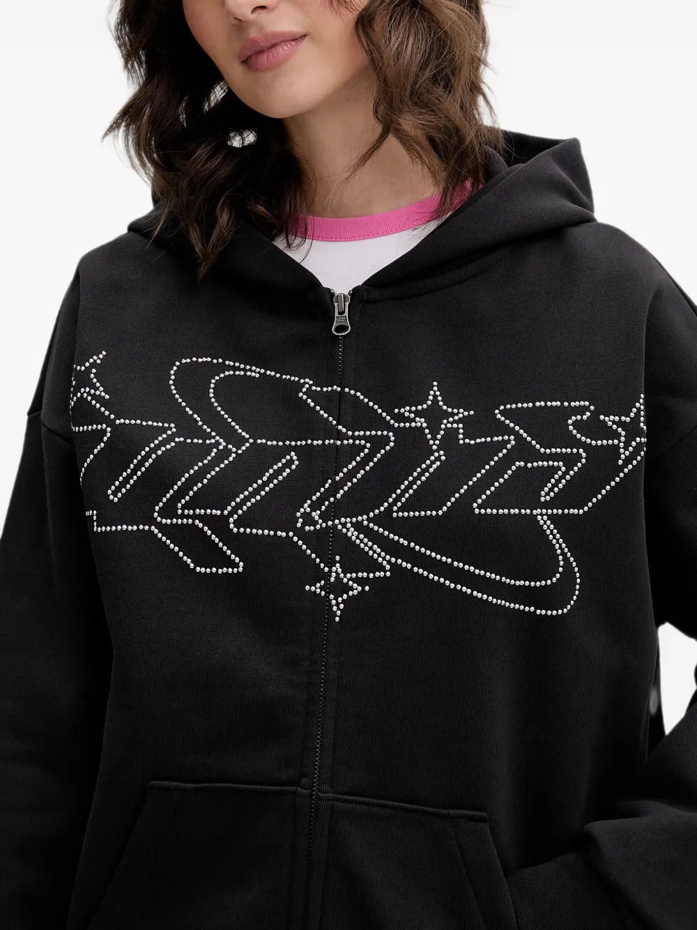 Vans rhinestone-embellished zip-up hoodie Zwart
