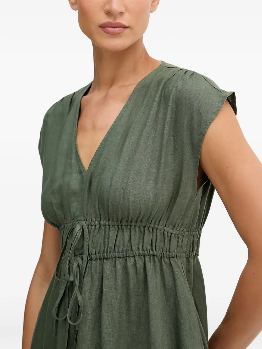 Benetton Mouwloze midi-jurk met V-hals Groen