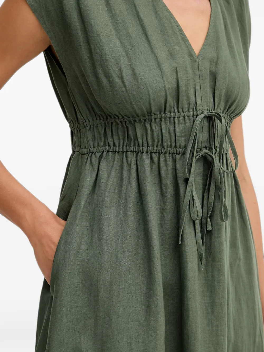 Benetton Mouwloze midi-jurk met V-hals Groen