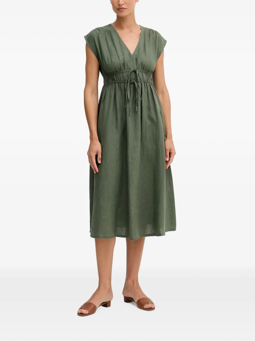 Benetton Sleeveless V-neck Mini Dress In Green