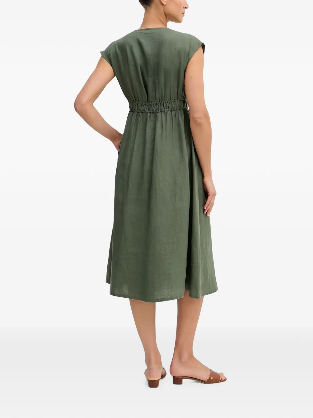 Benetton Mouwloze midi-jurk met V-hals Groen