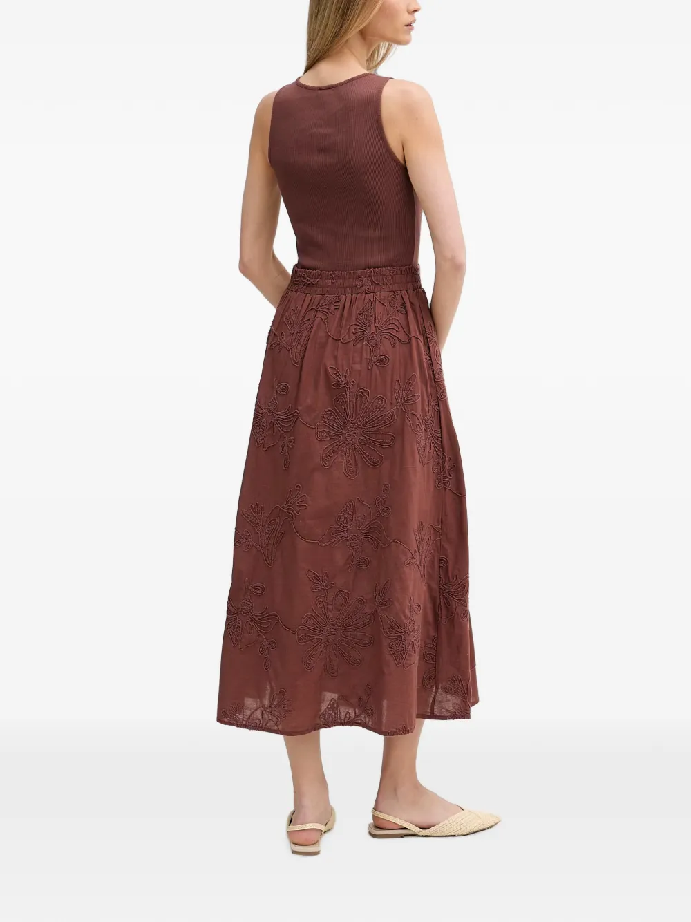 Benetton Mouwloze midi-jurk Bruin