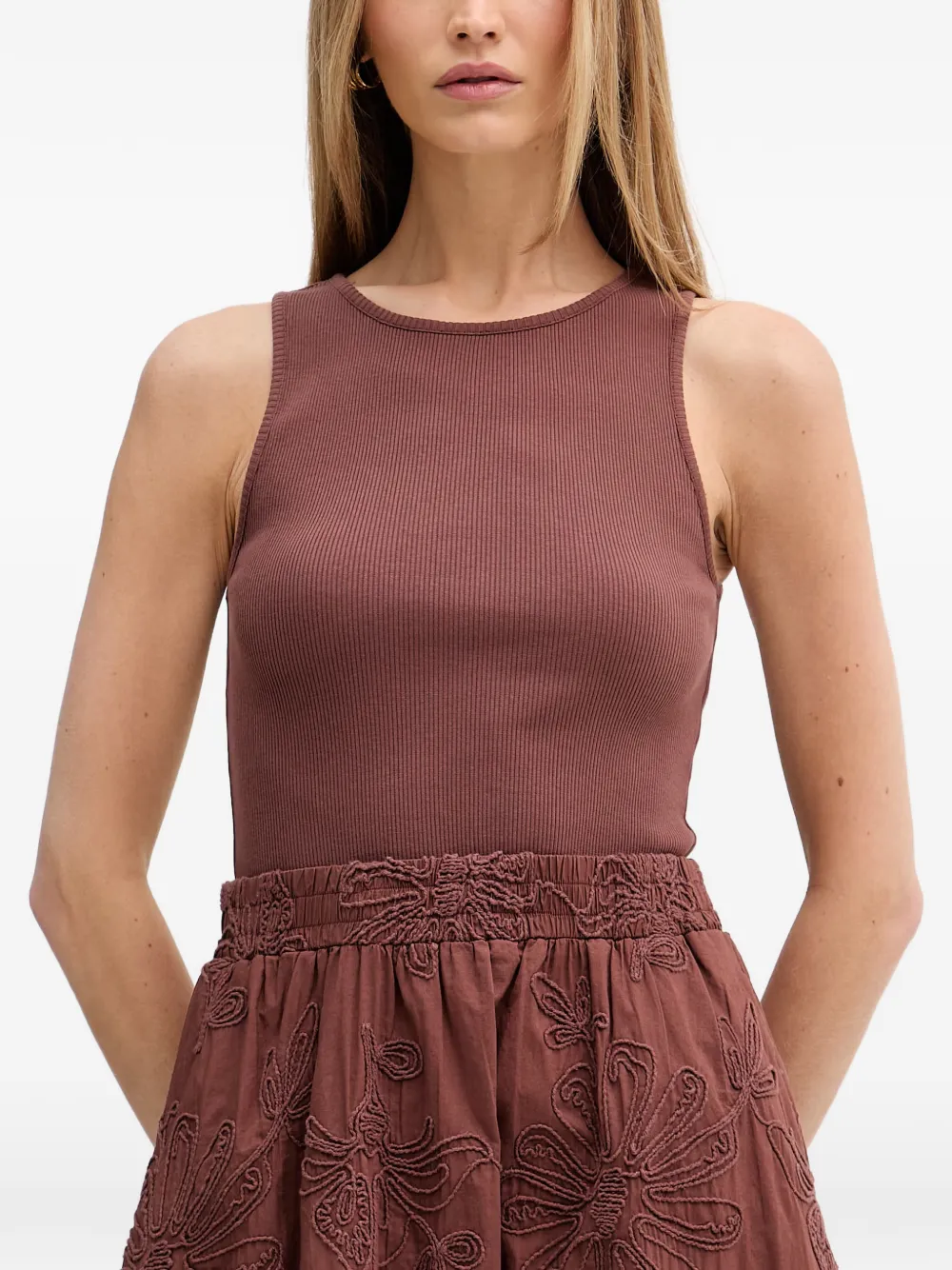Benetton Mouwloze midi-jurk Bruin