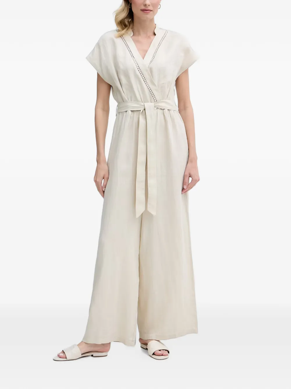 Benetton crochet-trim belted jumpsuit - Toni neutri