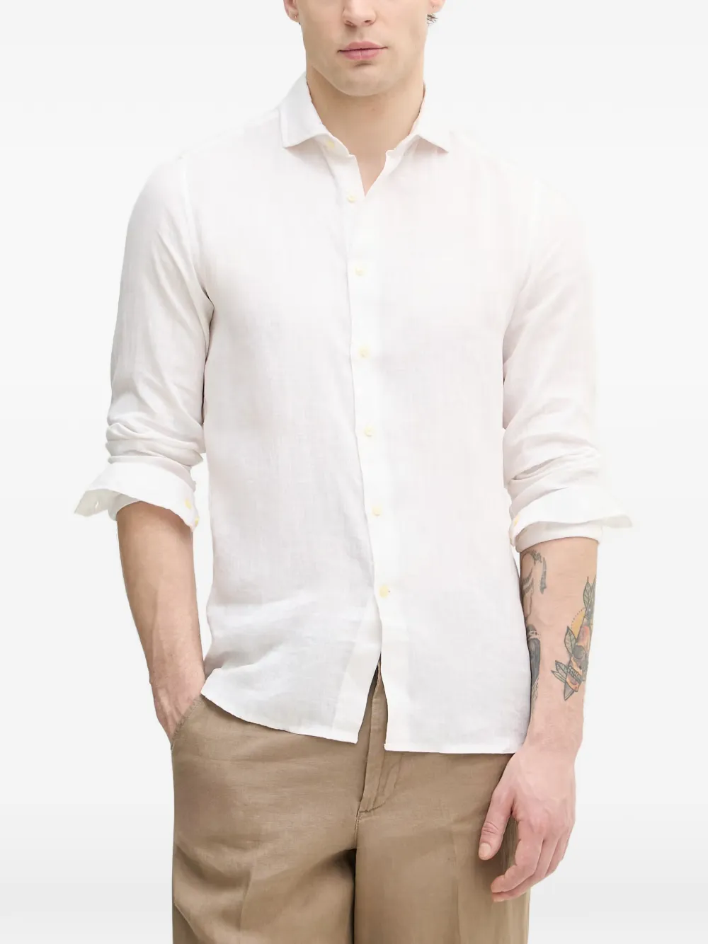 Benetton long-sleeve button-up shirt | White | Image 1