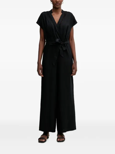 Benetton lace-trim belted jumpsuit