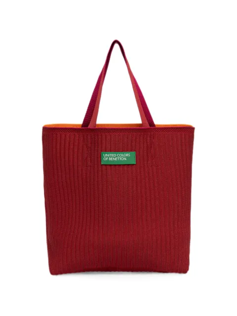 Benetton bolso shopper de punto de canalé con parche del logo