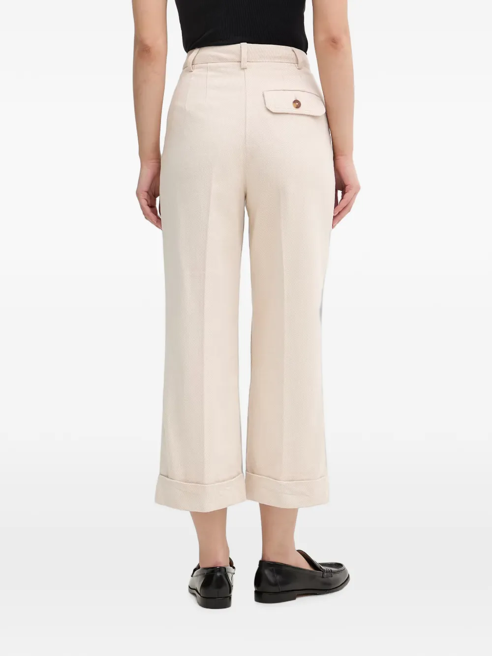 Benetton Geplooide broek met omgeslagen pijpen Beige