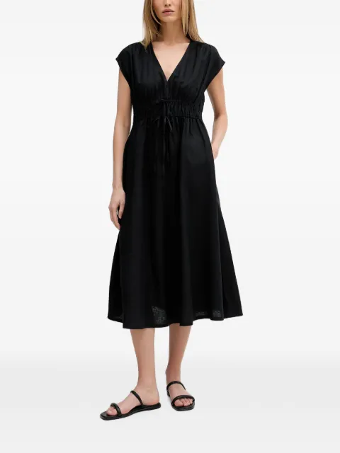 Benetton drawstring-waist V-neck midi dress