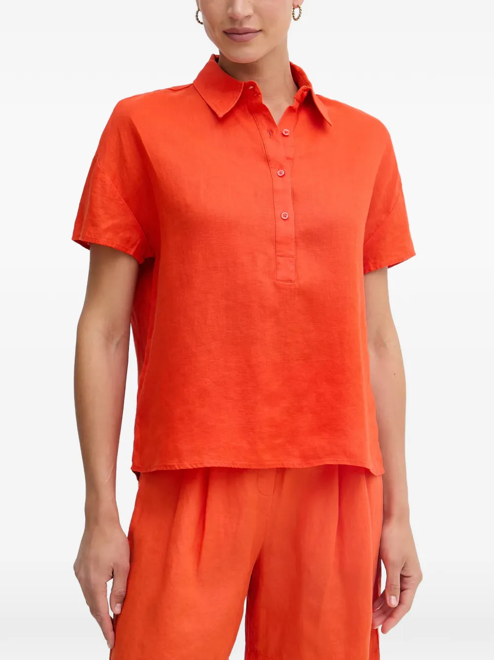 Benetton short-sleeve linen shirt - Arancione