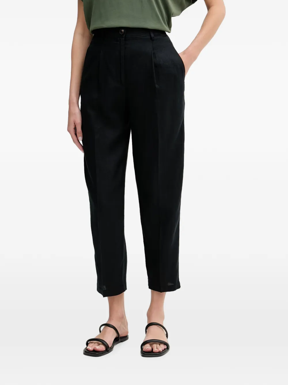 Benetton pleated tapered trousers - Nero