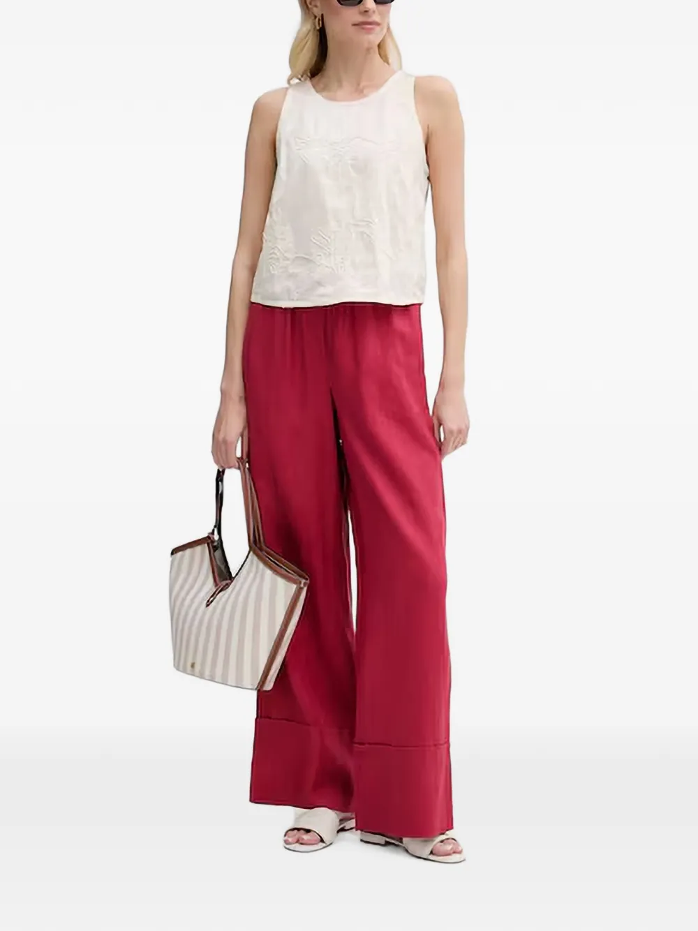 Benetton Broek met trekkoordtaille Rood