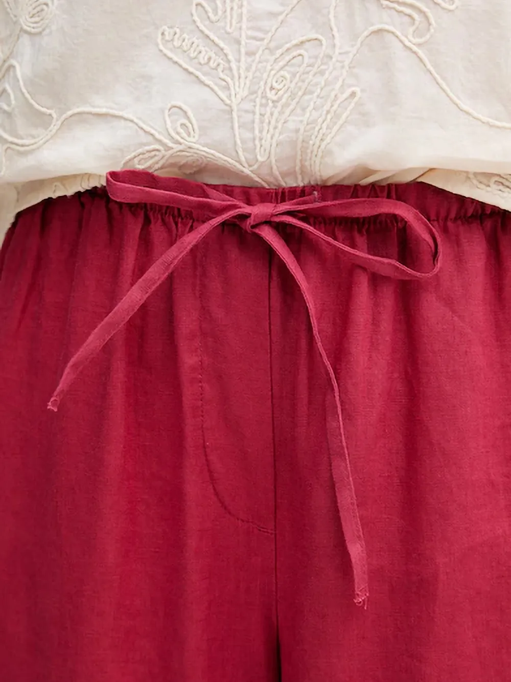 Benetton Broek met trekkoordtaille Rood