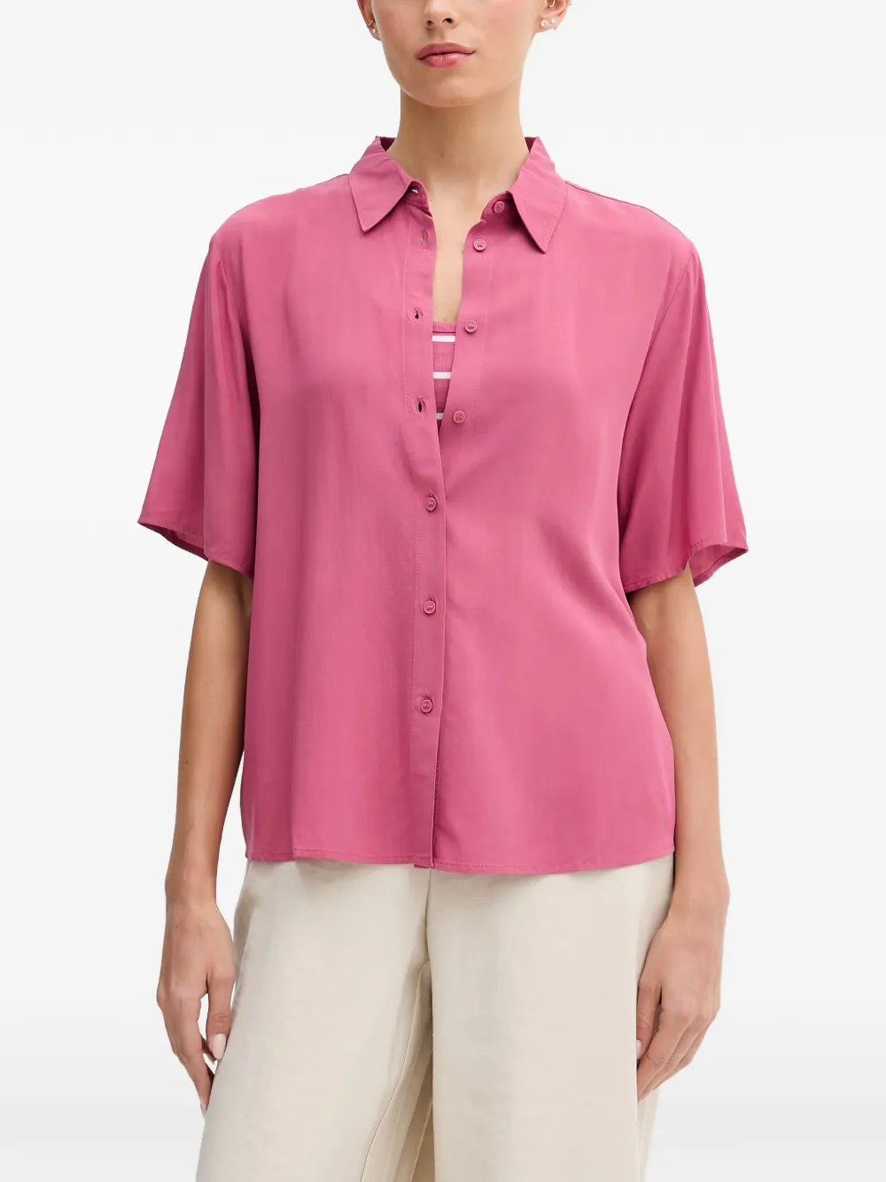 Benetton chemise boutonnée à manches courtes - Rose Benetton chemise boutonnée à manches courtes - Rose