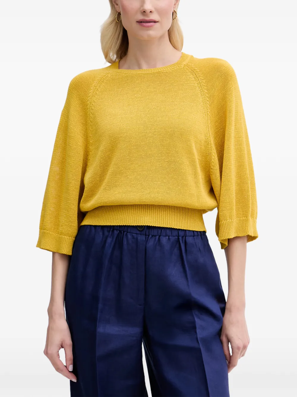 Benetton raglan-sleeve ribbed-trim sweater - Gelb