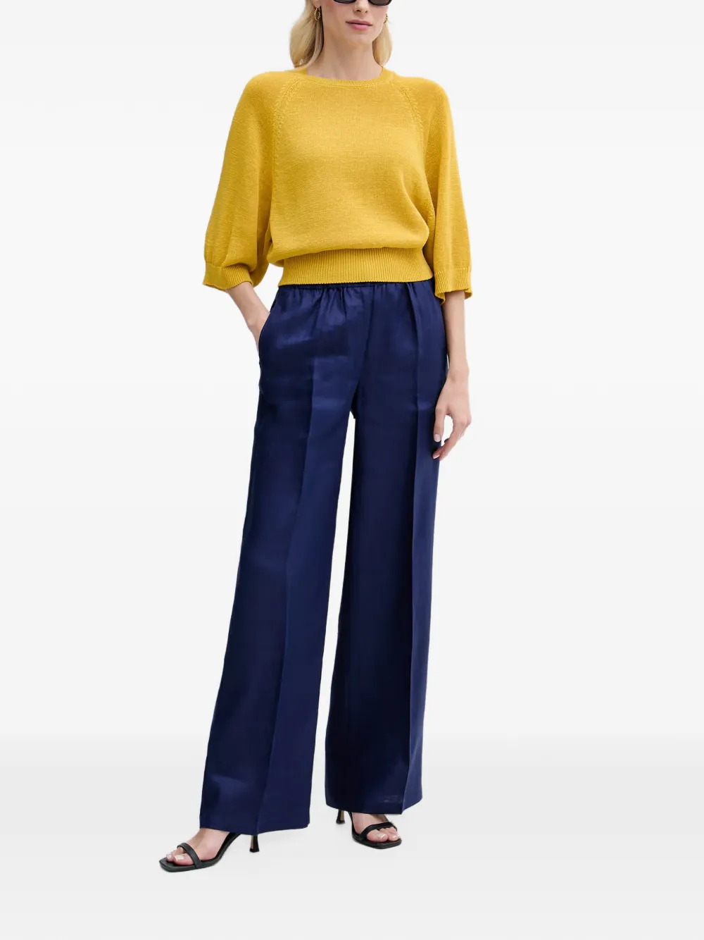 Benetton raglan-sleeve ribbed-trim sweater Geel