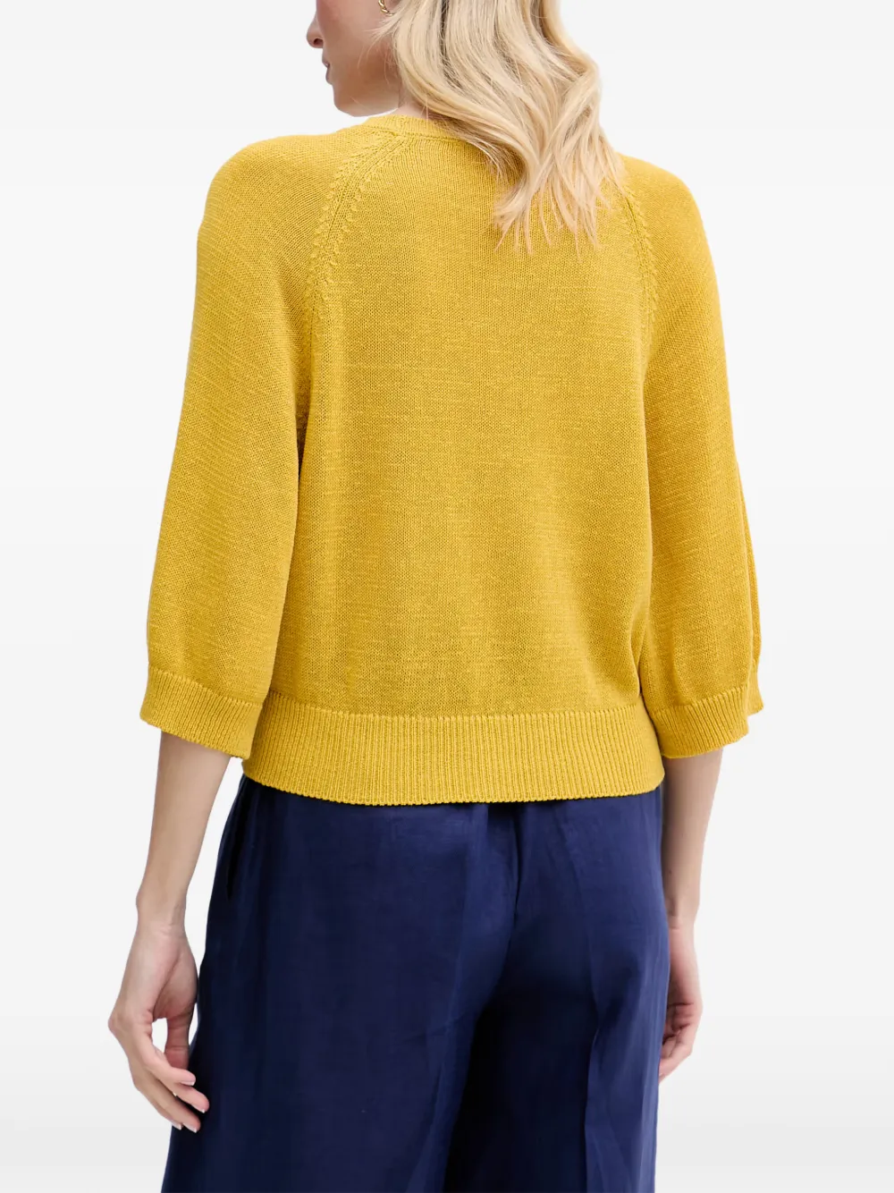 Benetton raglan-sleeve ribbed-trim sweater Geel