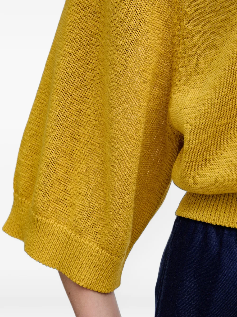 Benetton raglan-sleeve ribbed-trim sweater Geel