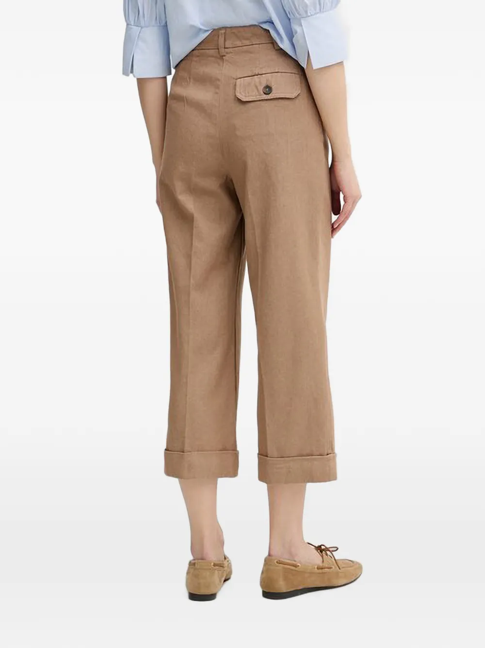 Benetton Geplooide broek met omgeslagen pijpen Bruin