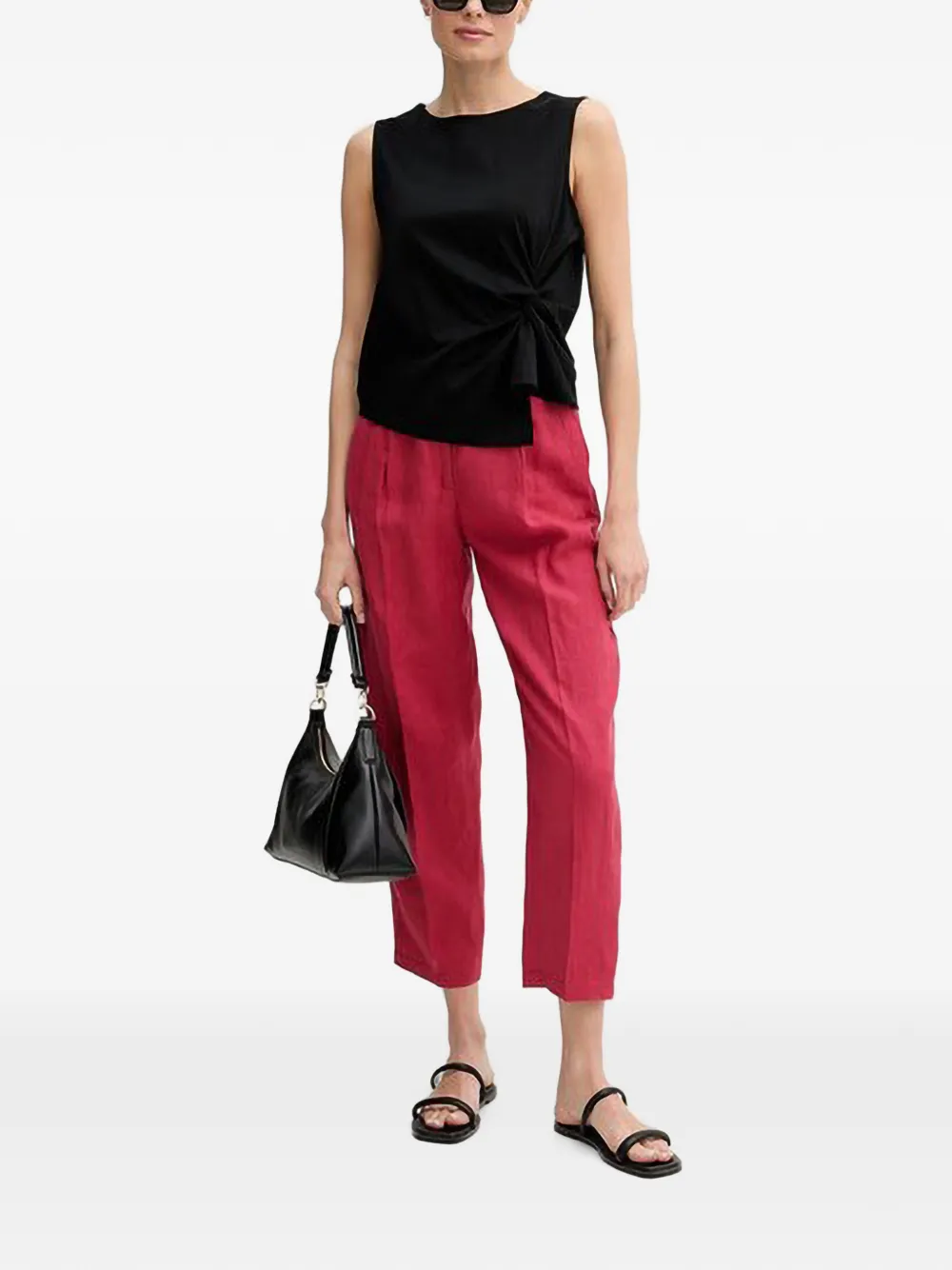 Benetton Linnen straight broek Rood