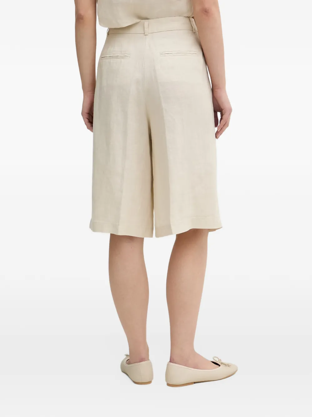 Benetton Pleated Wide-leg Shorts In Neutrals