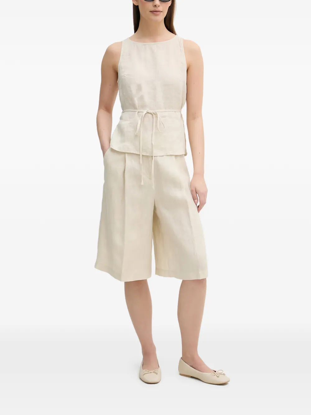 Benetton Geplooide shorts Beige
