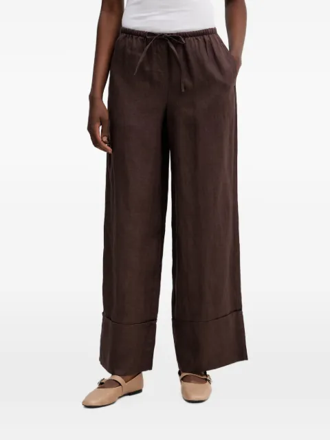 Benetton drawstring wide-leg linen trousers