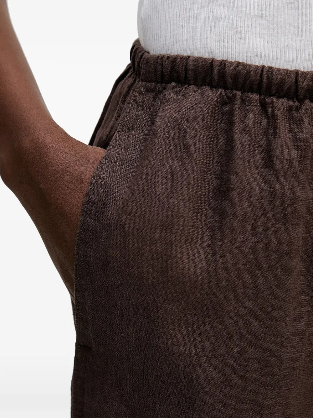 Benetton Linnen broek met trekkoord en wijde pijpen Bruin