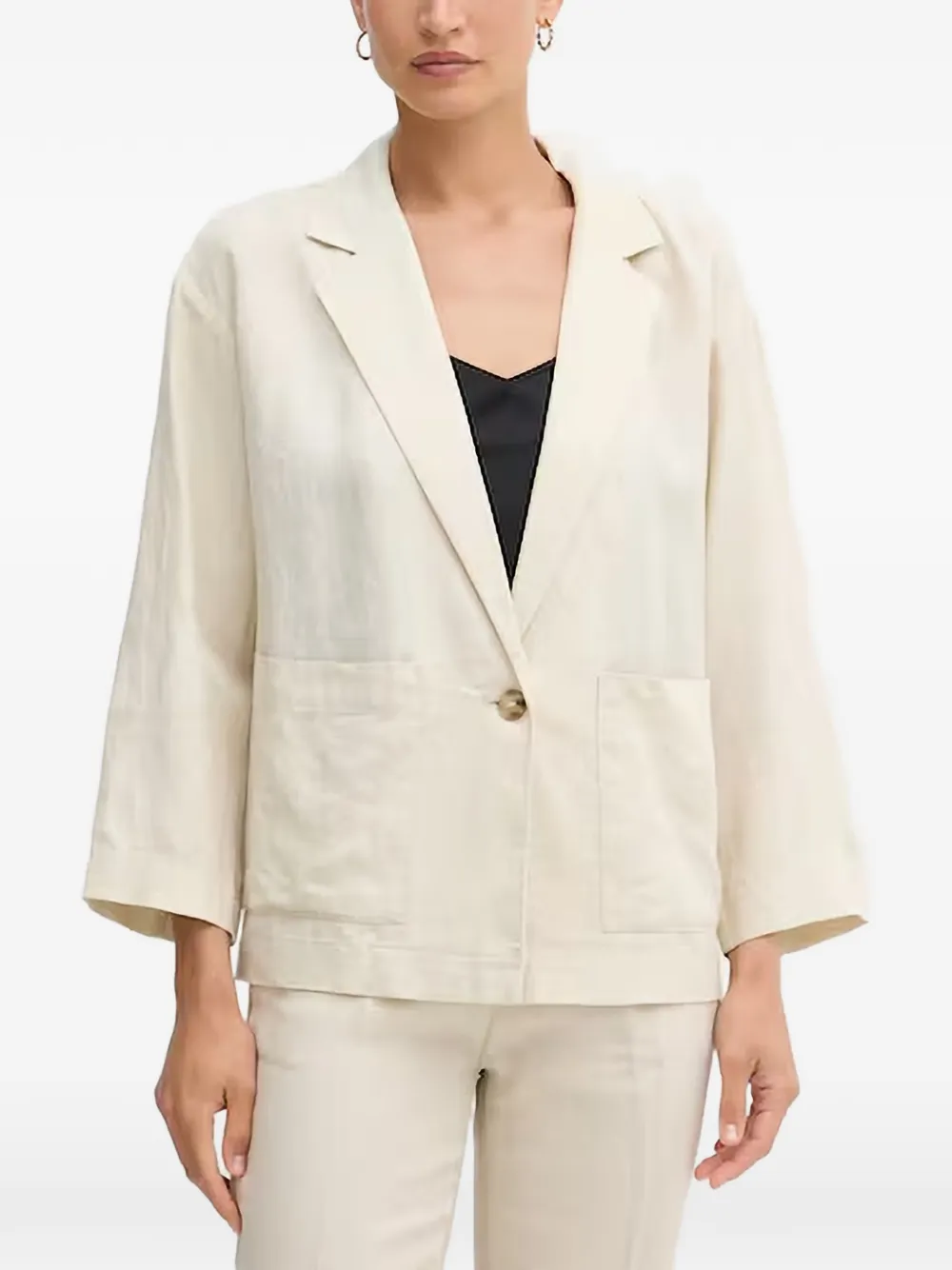 Benetton Single-button Patch-pocket Blazer In Neutral