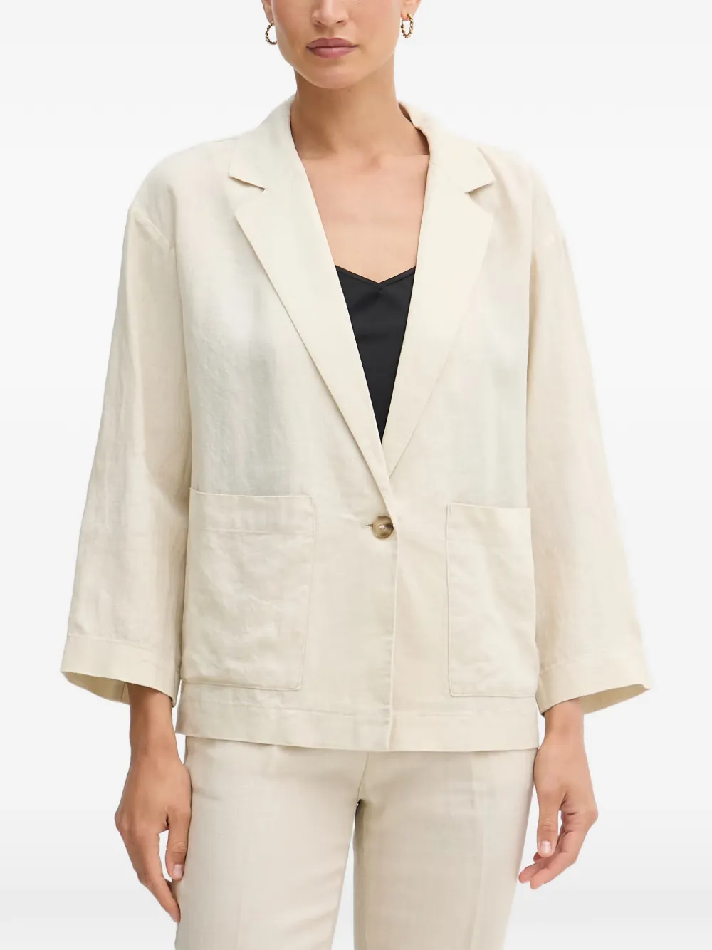Benetton single-button patch-pocket blazer - Nude
