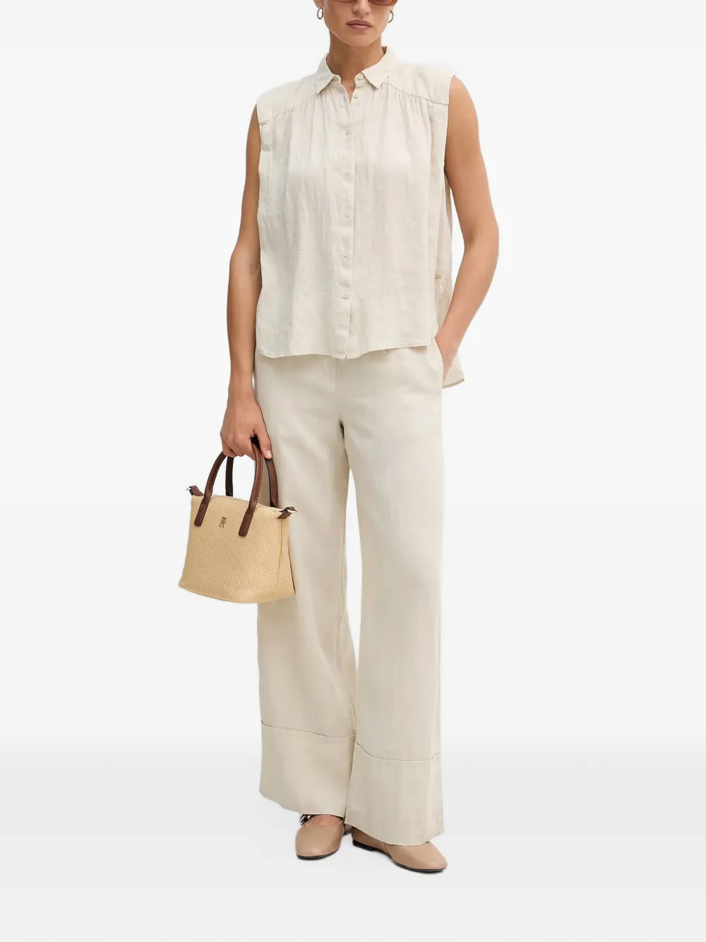 Benetton Linnen broek Beige
