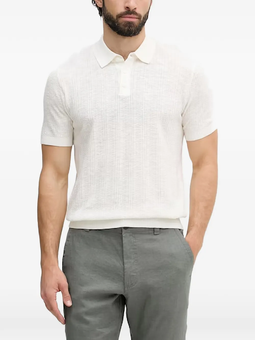 Benetton textured-knit polo shirt