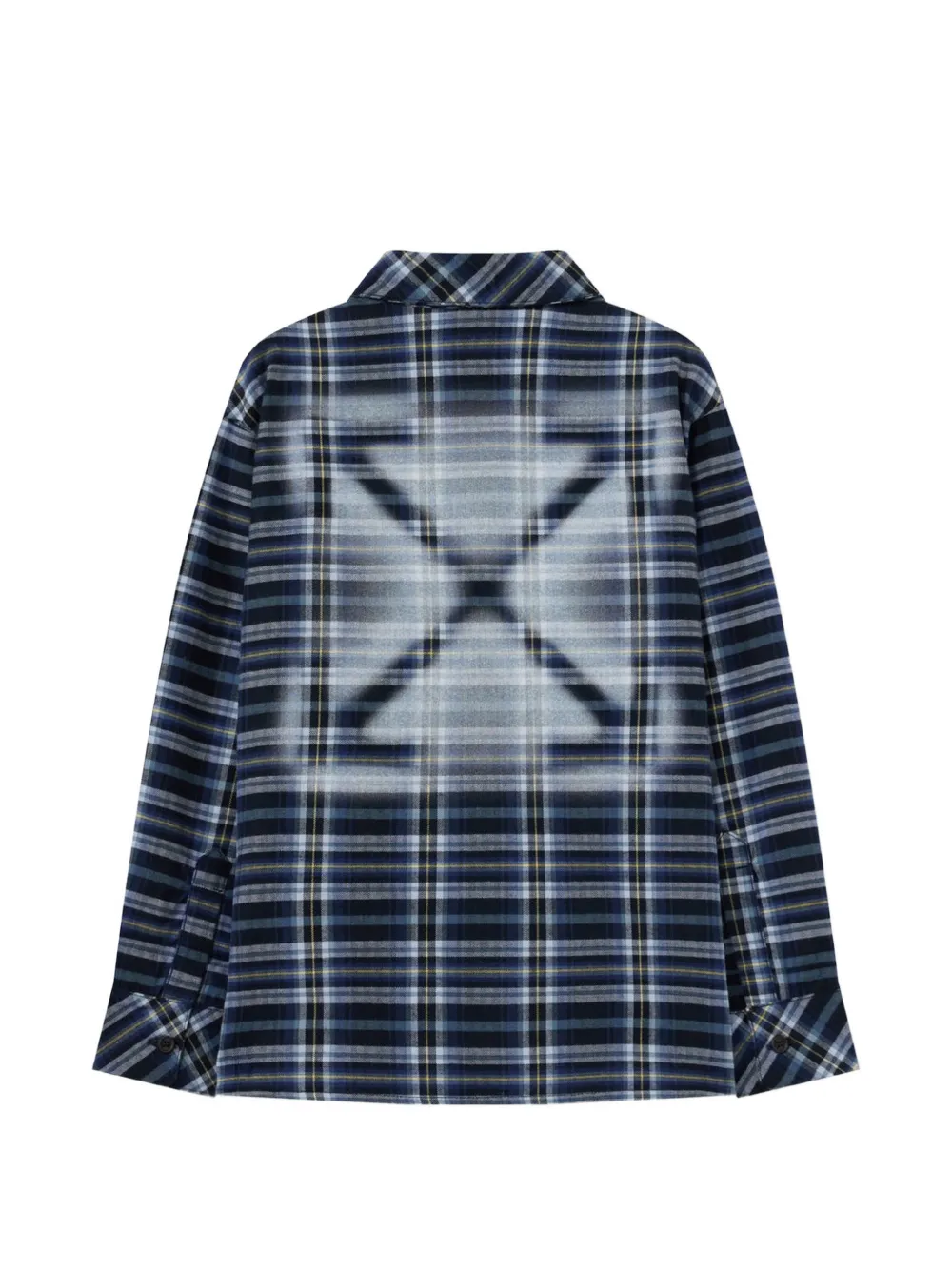 Off-White Kids Arrow Spray checked flannel shirt Blauw