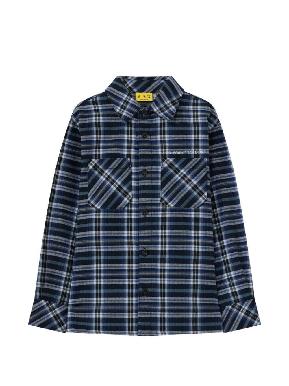 Off-White Kids Arrow Spray checked flannel shirt - Blu
