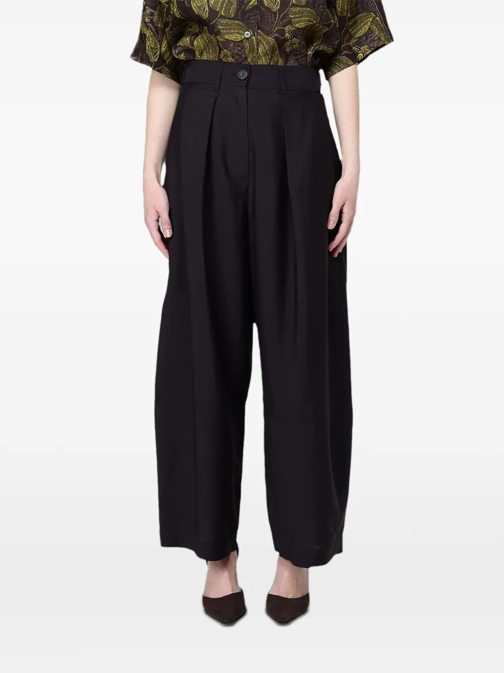Tela pleated twill palazzo pants - Nero