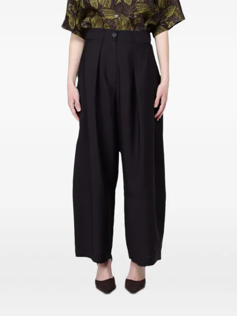 Tela pantalones palazzo de sarga con pinzas