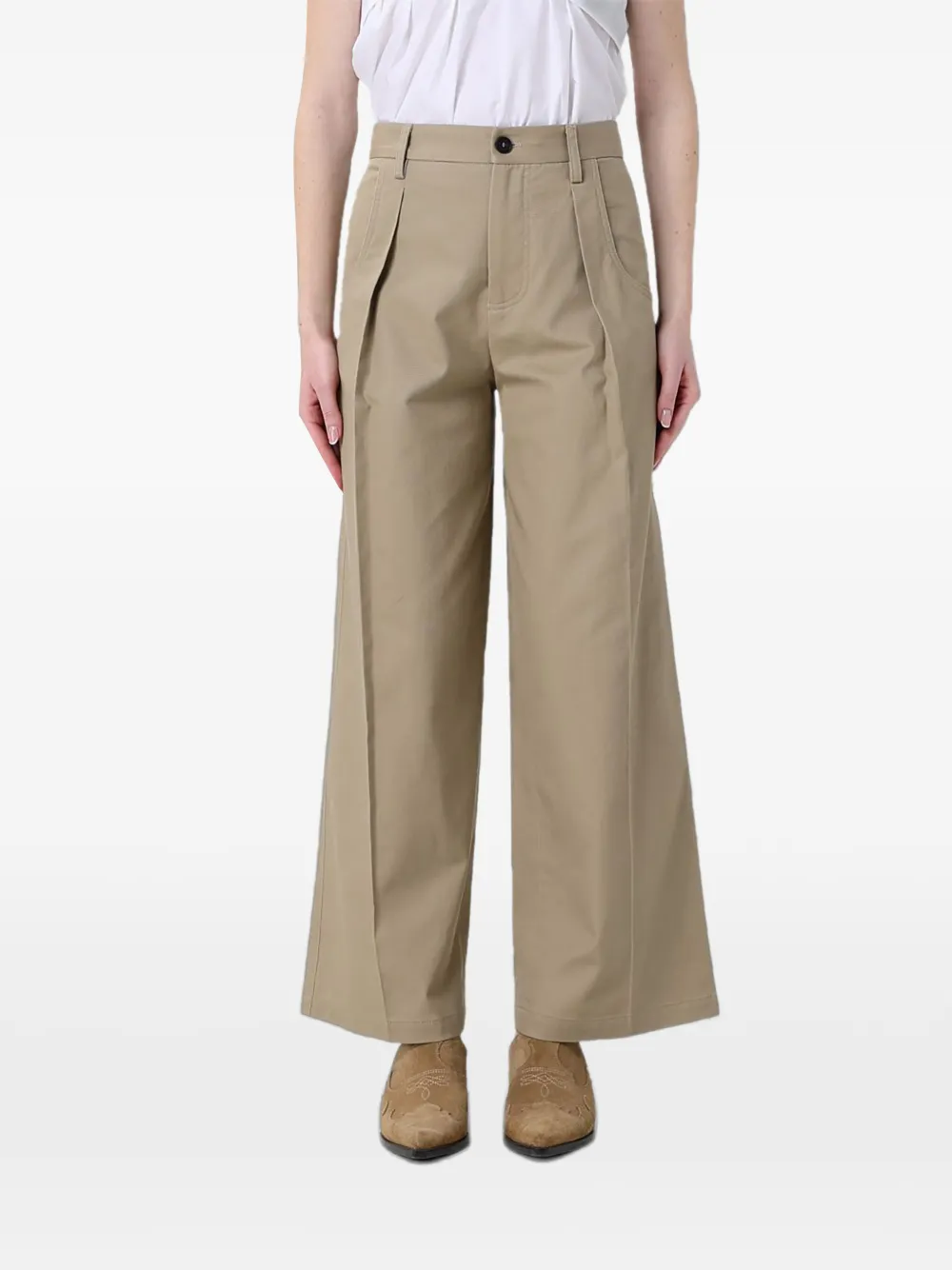 Tela pleated wide-leg trousers - Toni neutri